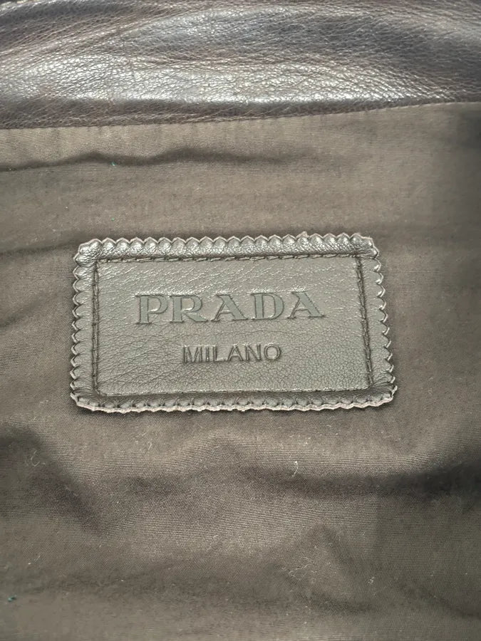 AW2011 Prada Biker Brown Minimalist Leather Jacket YFggeLW 10