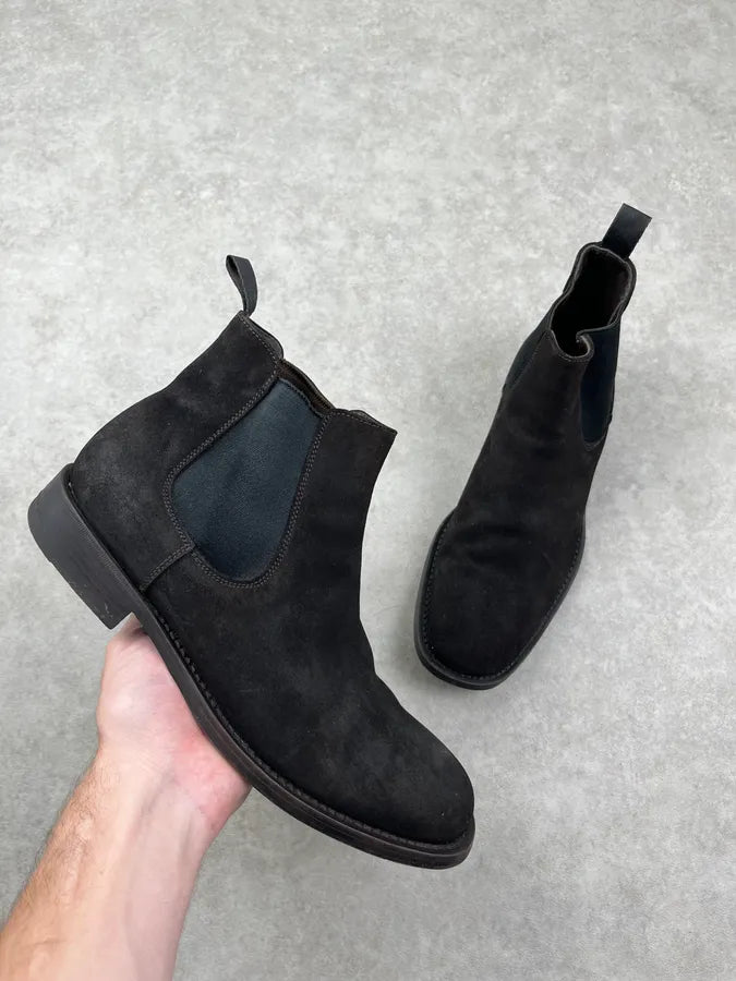 Prada Dark Brown Suede Chelsea Boots dmwplro 0