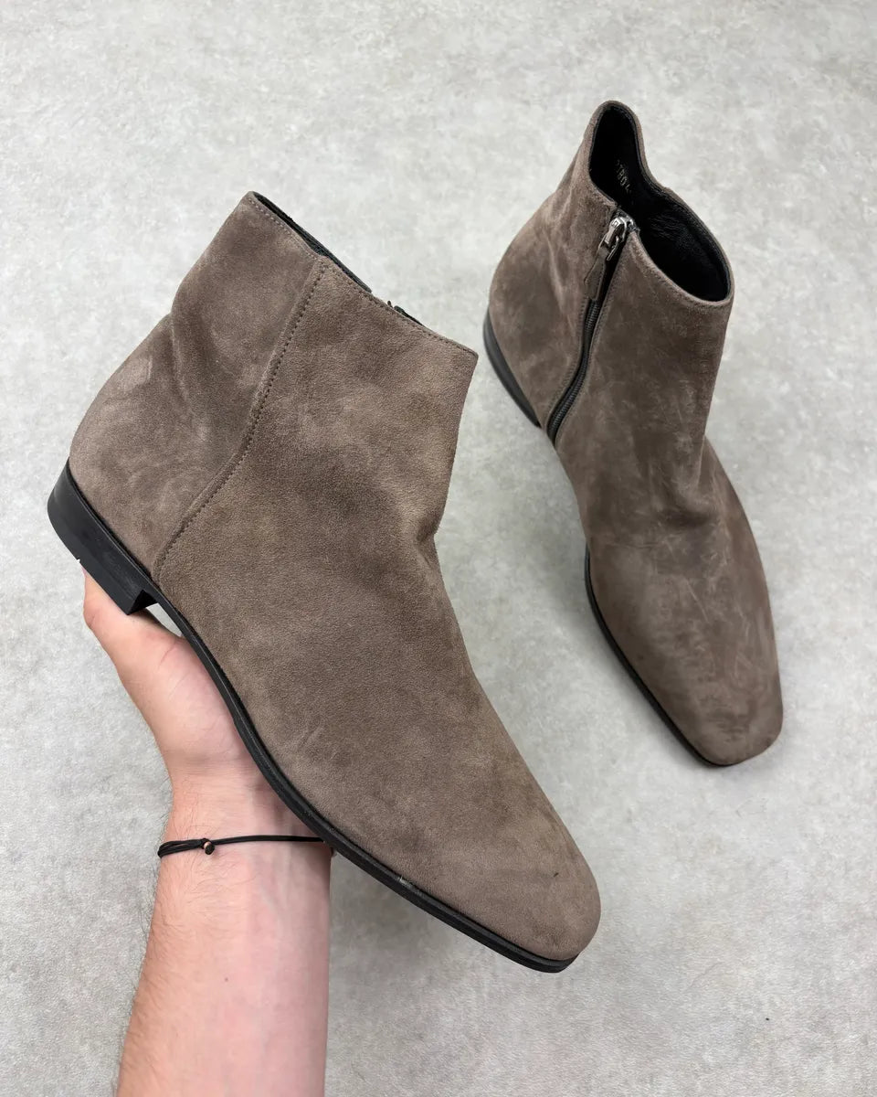 2000s Prada Brown Suede Leather Ankle Boots NaqZZwF 0
