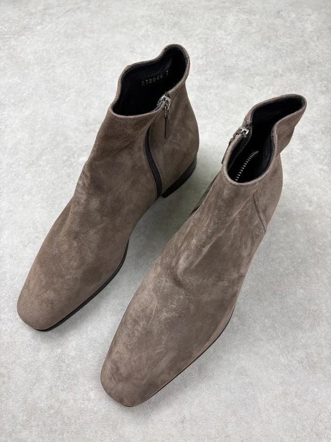 2000s Prada Brown Suede Leather Ankle Boots NaqZZwF 2