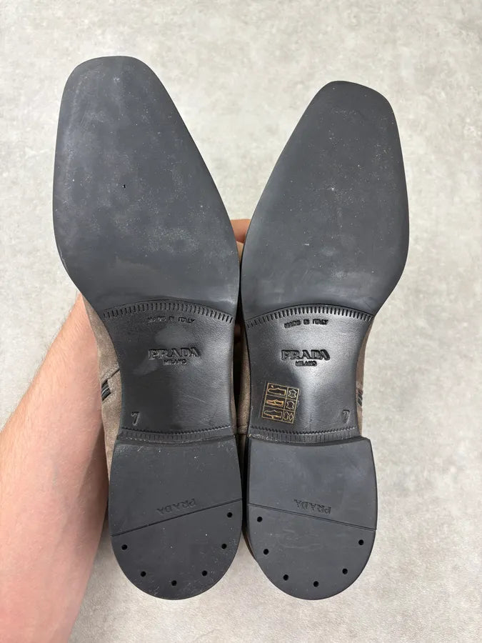 2000s Prada Brown Suede Leather Ankle Boots NaqZZwF 7