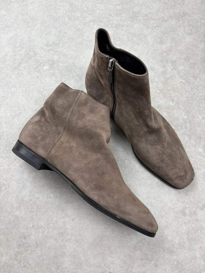 2000s Prada Brown Suede Leather Ankle Boots NaqZZwF 4