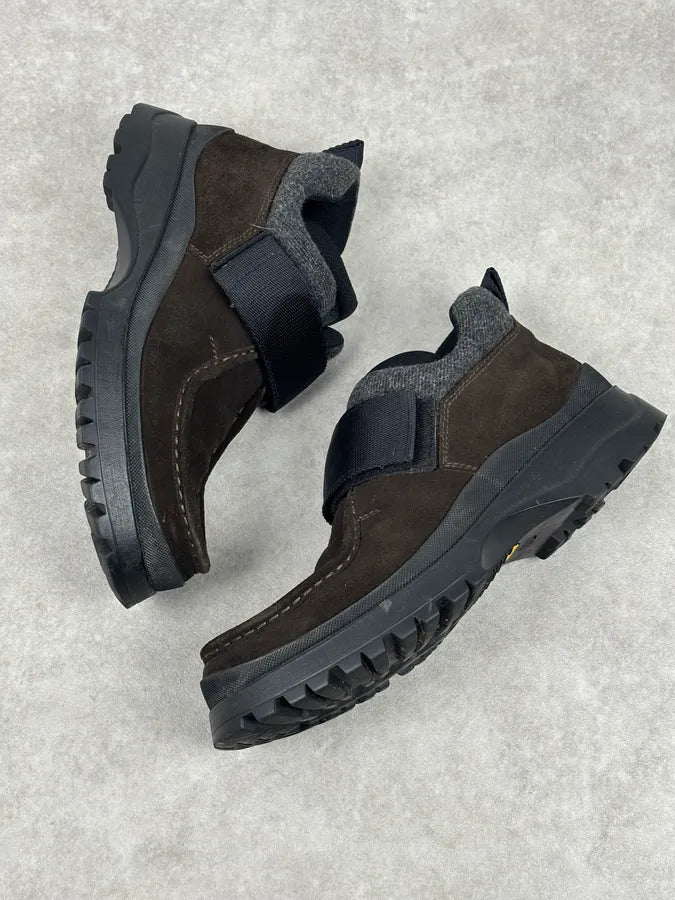 2000s Prada Brown Suede Leather Velcro Boots lvVpQIf 5