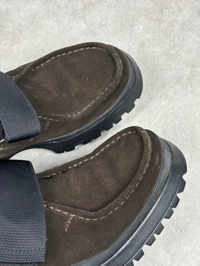 2000s Prada Brown Suede Leather Velcro Boots lvVpQIf 9