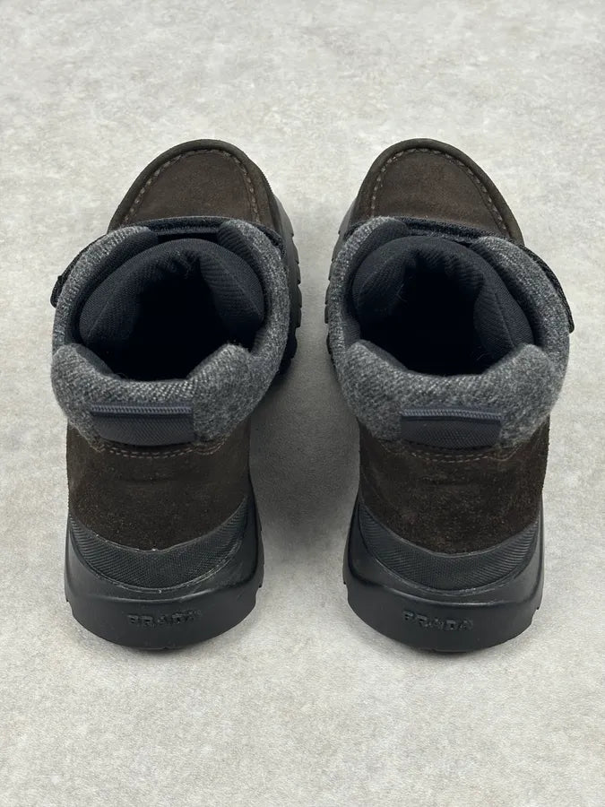 2000s Prada Brown Suede Leather Velcro Boots lvVpQIf 8