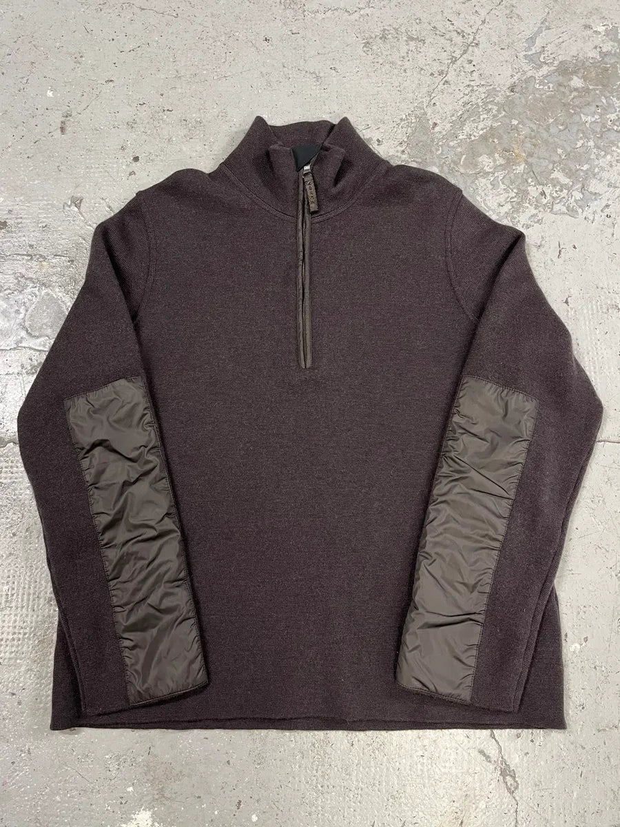 2000s Prada Linea Rossa Brown Wool & Nylon Half Zip SDentUr 0