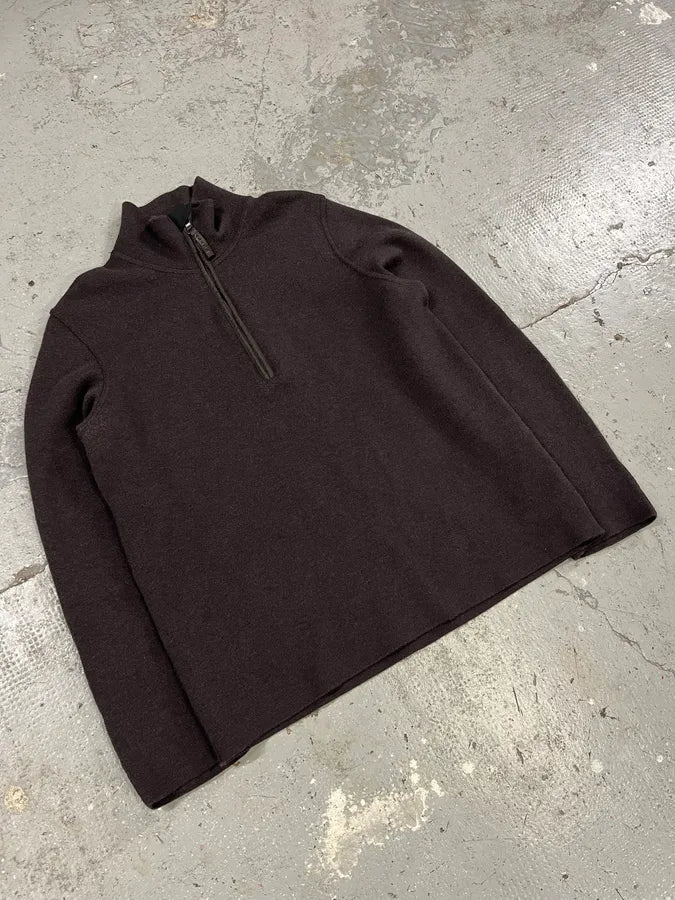 2000s Prada Linea Rossa Brown Wool & Nylon Half Zip SDentUr 5