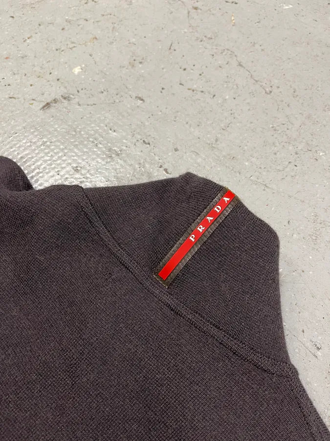 2000s Prada Linea Rossa Brown Wool & Nylon Half Zip SDentUr 6
