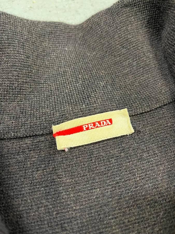 2000s Prada Linea Rossa Brown Wool & Nylon Half Zip SDentUr 9