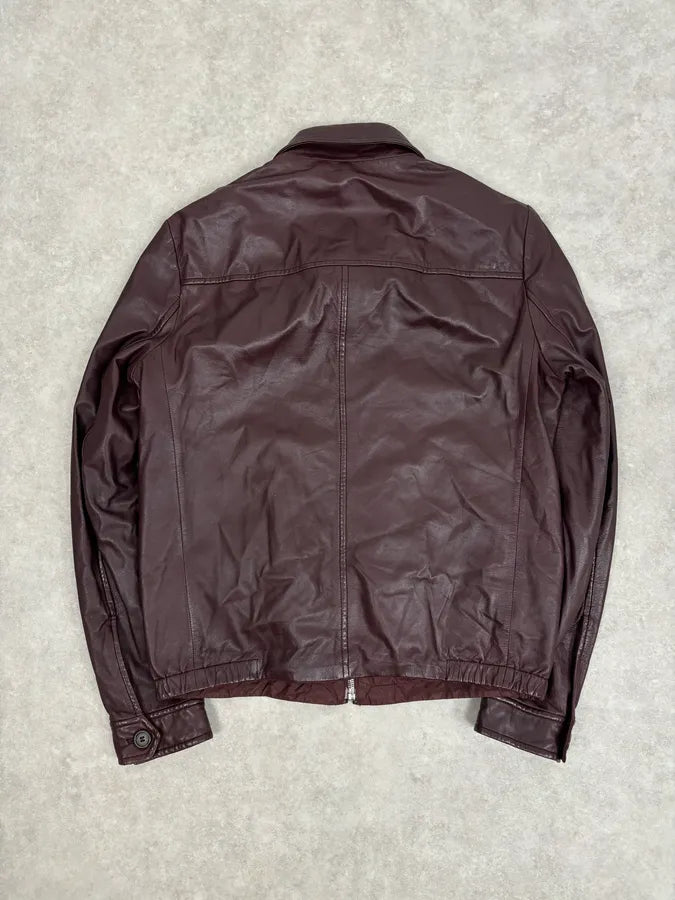 AW2013 Prada Burgundy Leather Reversible Premium Jacket BjGGCXD 7