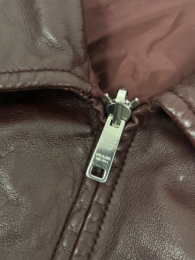 AW2013 Prada Burgundy Leather Reversible Premium Jacket BjGGCXD 16