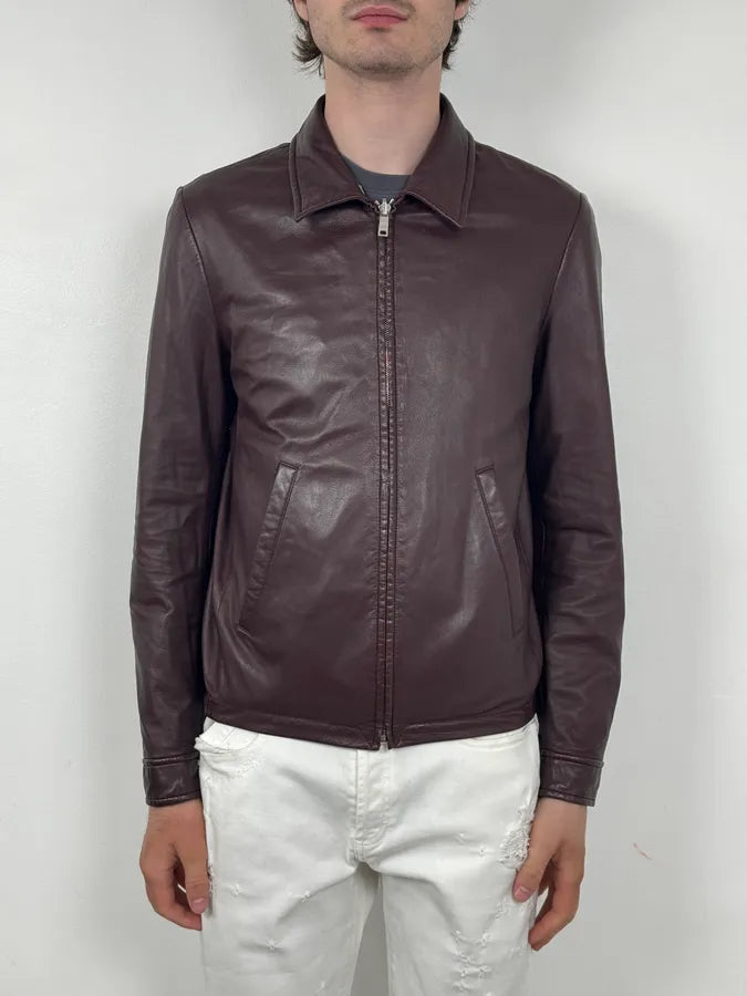 AW2013 Prada Burgundy Leather Reversible Premium Jacket BjGGCXD 1