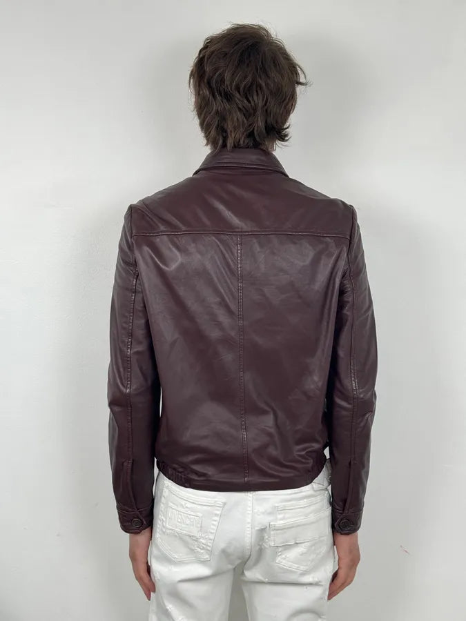 AW2013 Prada Burgundy Leather Reversible Premium Jacket BjGGCXD 2