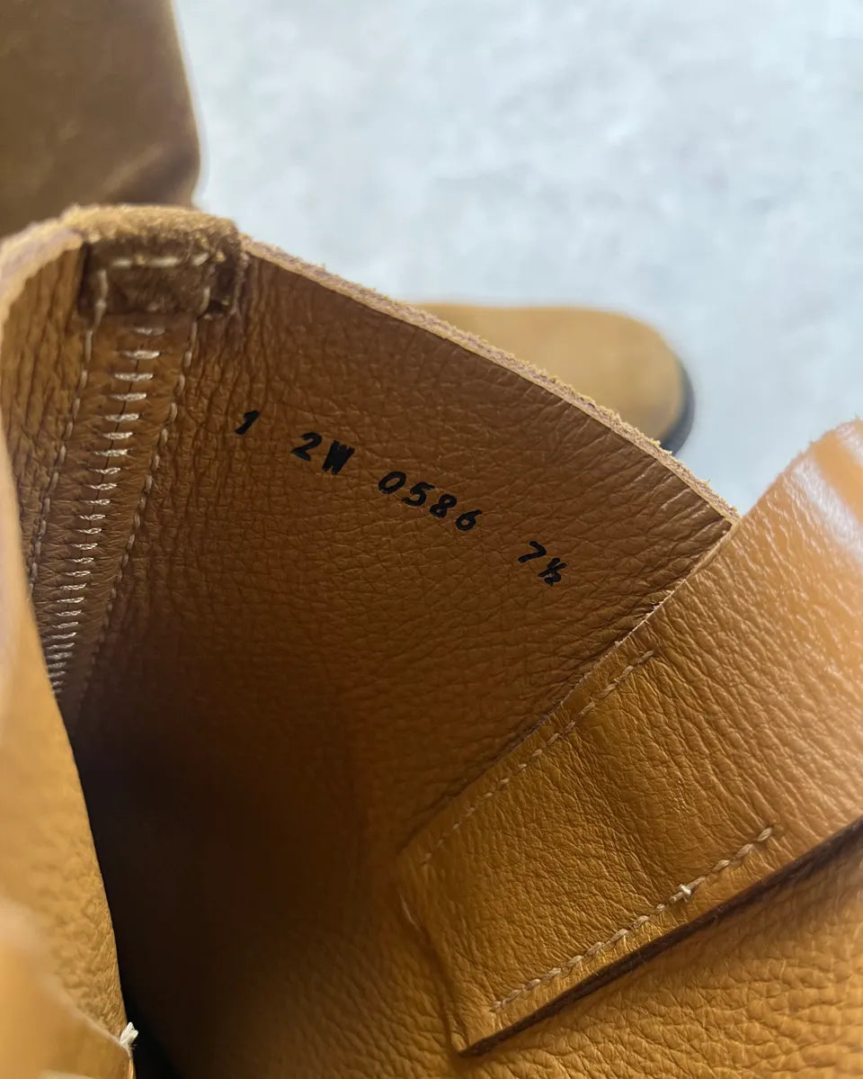 Prada Camel Brown Suede Leather Mid-Calf Boots PGUlNHw 9