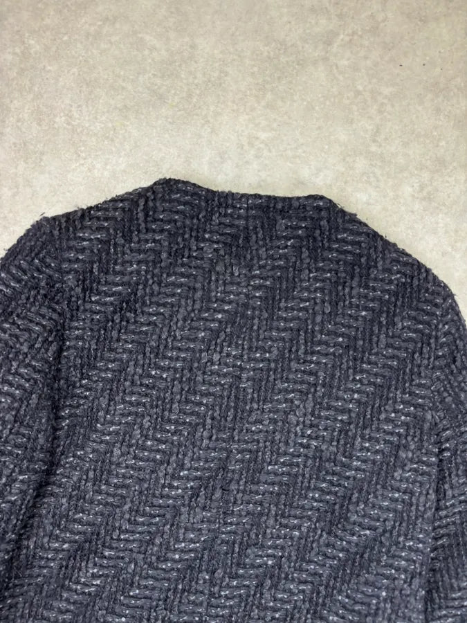 AW2012 Prada Wool Herringbone Navy Buttoned Long Coat HkJeTNy 5