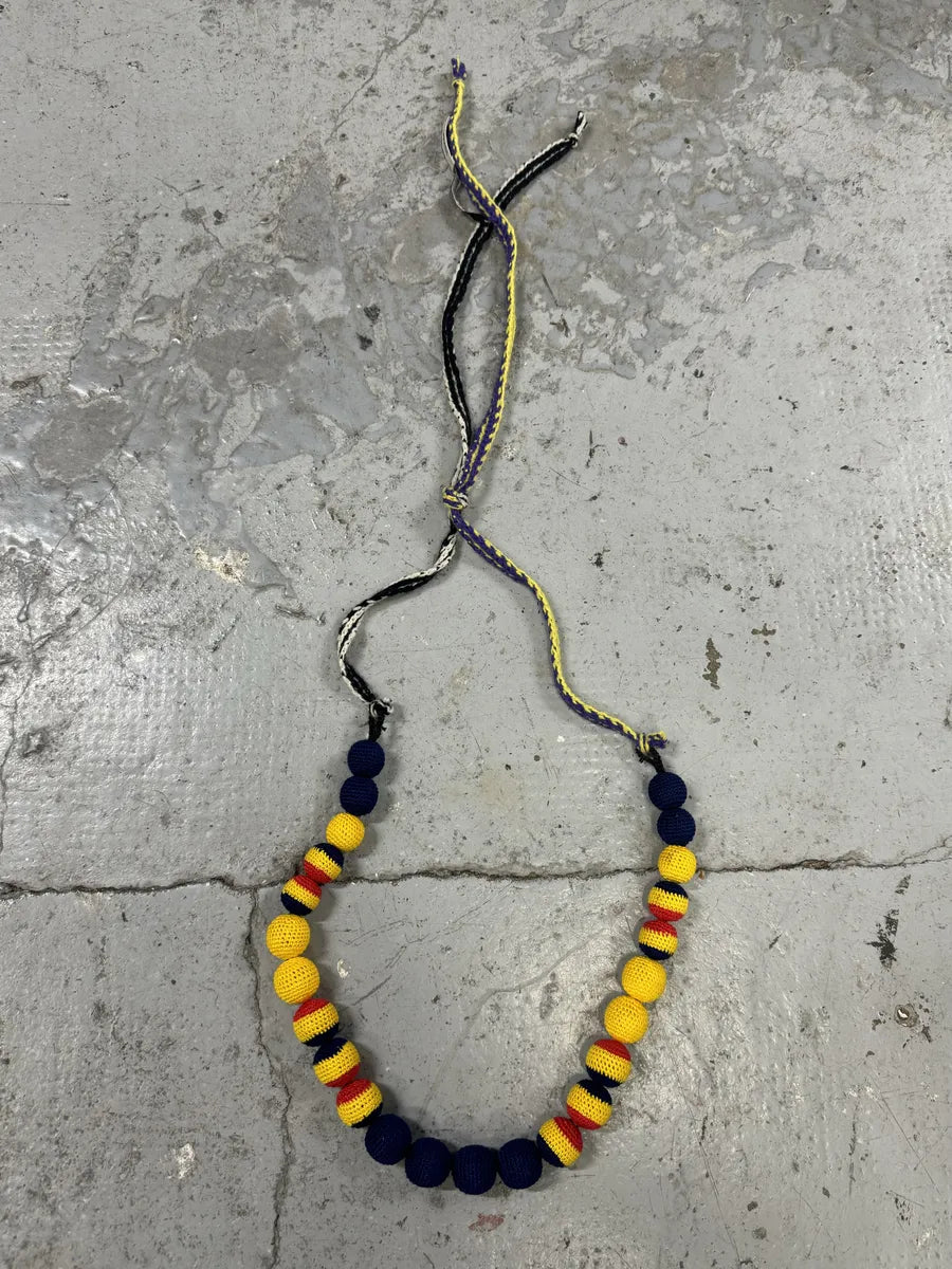 AW2005 Prada Chocker Nappa Yellow Bead Savage Necklace EoOOWkm 0