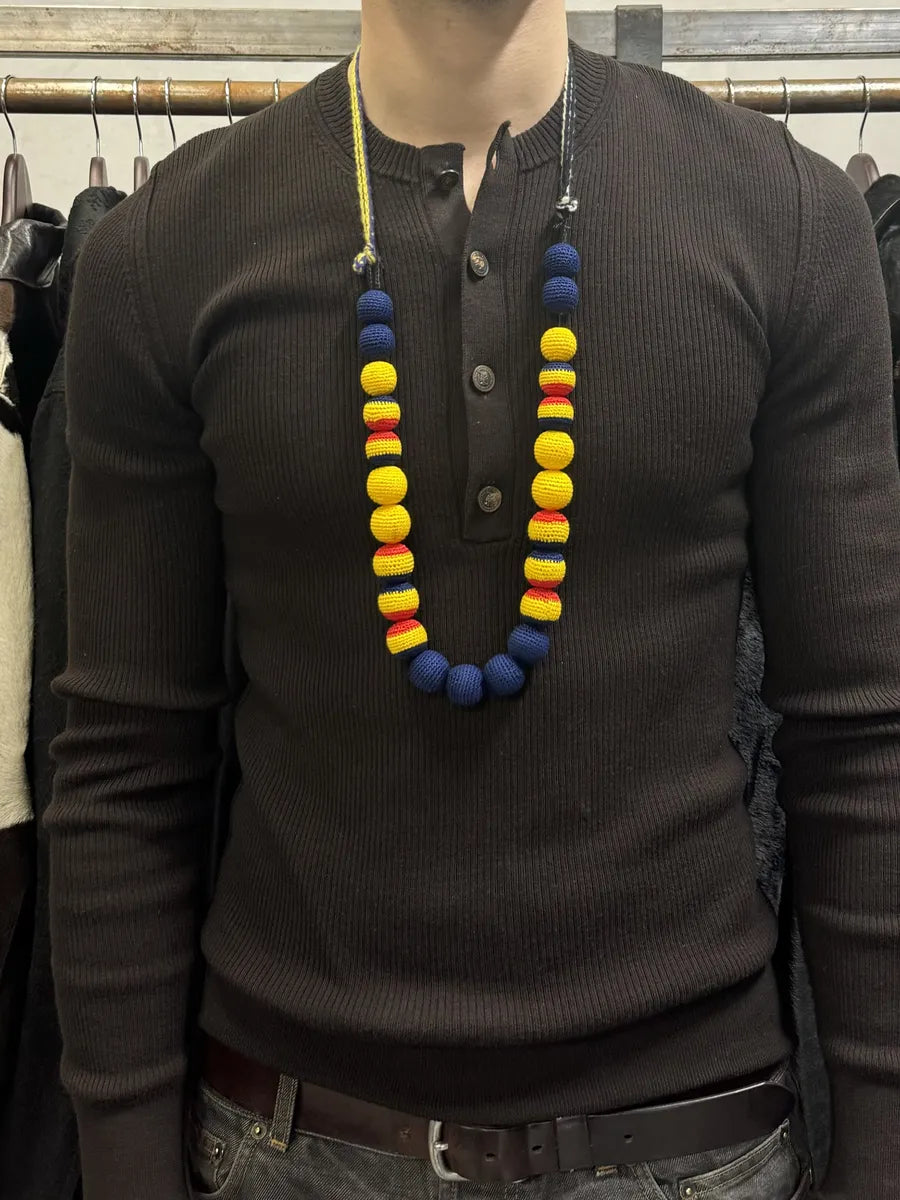 AW2005 Prada Chocker Nappa Yellow Bead Savage Necklace EoOOWkm 2