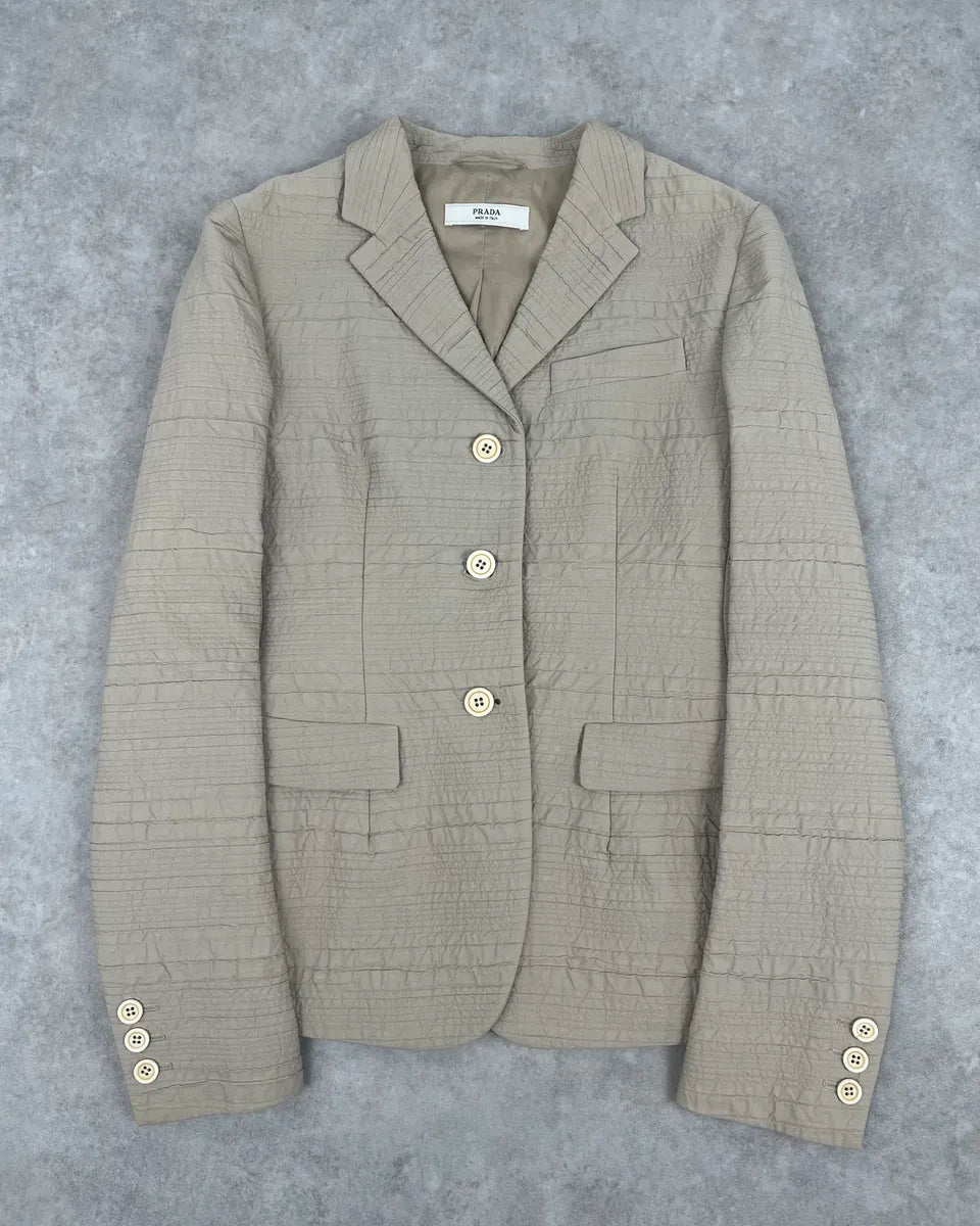 SS2008 Prada Cream Plissed Blazer CQomysz 0