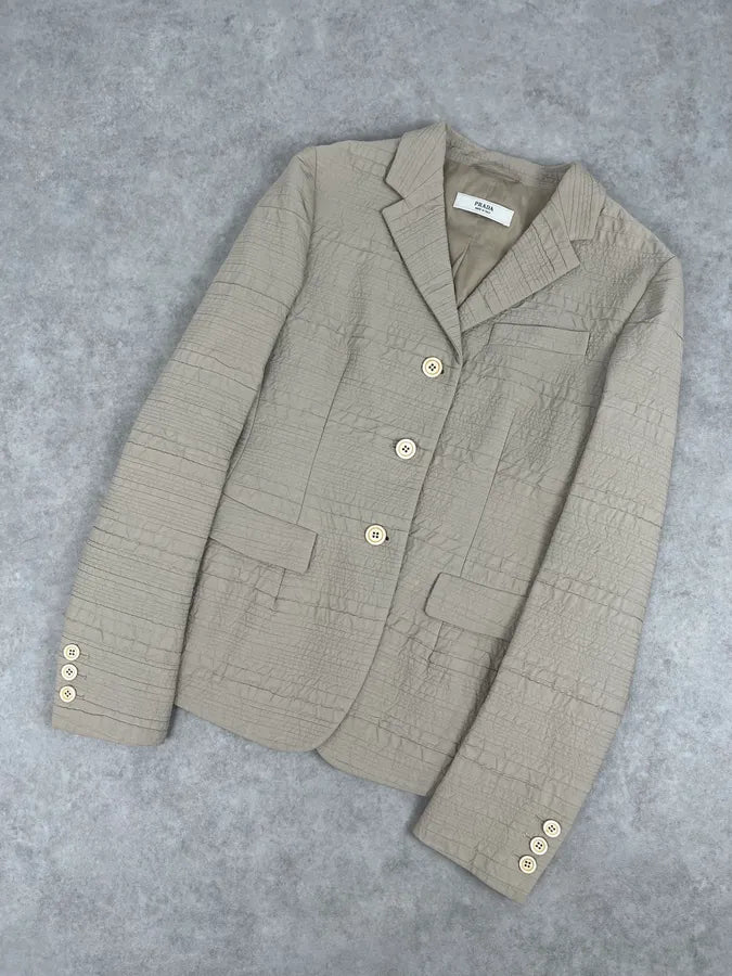 SS2008 Prada Cream Plissed Blazer CQomysz 3