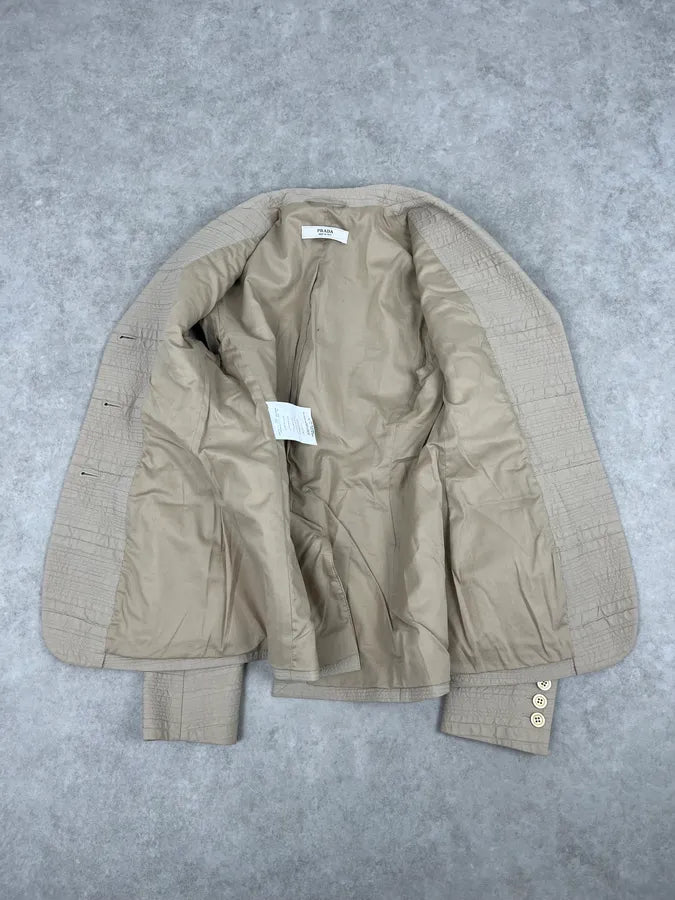SS2008 Prada Cream Plissed Blazer CQomysz 7