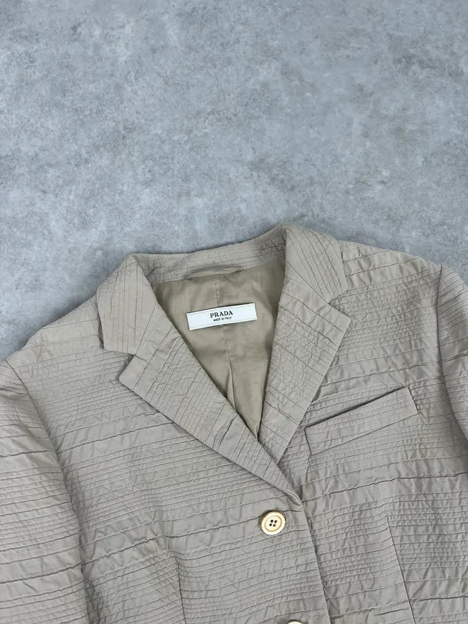 SS2008 Prada Cream Plissed Blazer CQomysz 4