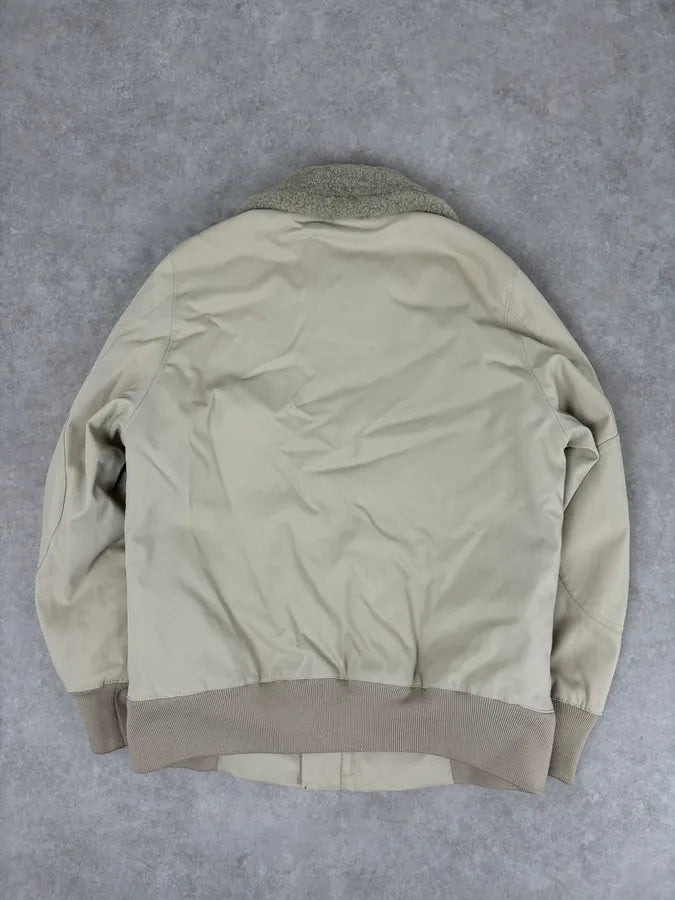 2000s Prada Cream Sherpa Collar Bomber Jacket  aJOXAEW 4