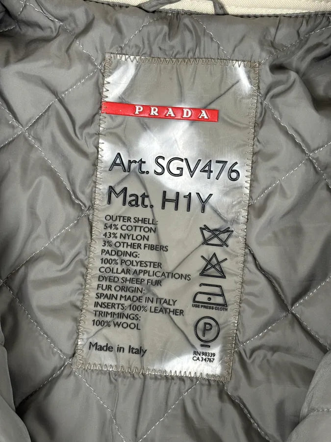 2000s Prada Cream Sherpa Collar Bomber Jacket  aJOXAEW 9