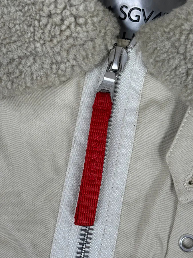 2000s Prada Cream Sherpa Collar Bomber Jacket  aJOXAEW 8