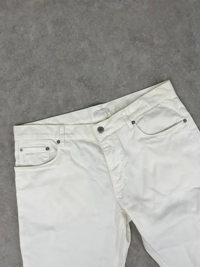 SS2009 Prada White Classic Denim Jeans hiSFDlR 5