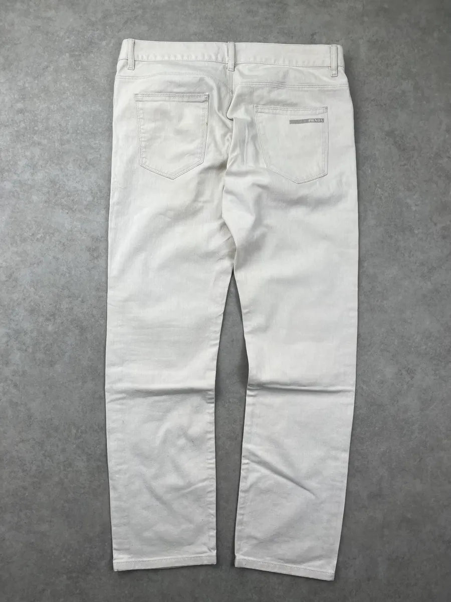 SS2008 Prada White Creamy Easy Fit Denim Jeans NGlfArs 4