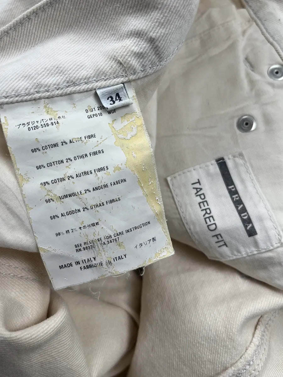 SS2008 Prada White Creamy Easy Fit Denim Jeans NGlfArs 12