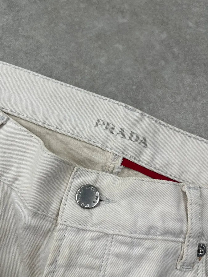 SS2008 Prada White Creamy Easy Fit Denim Jeans NGlfArs 8