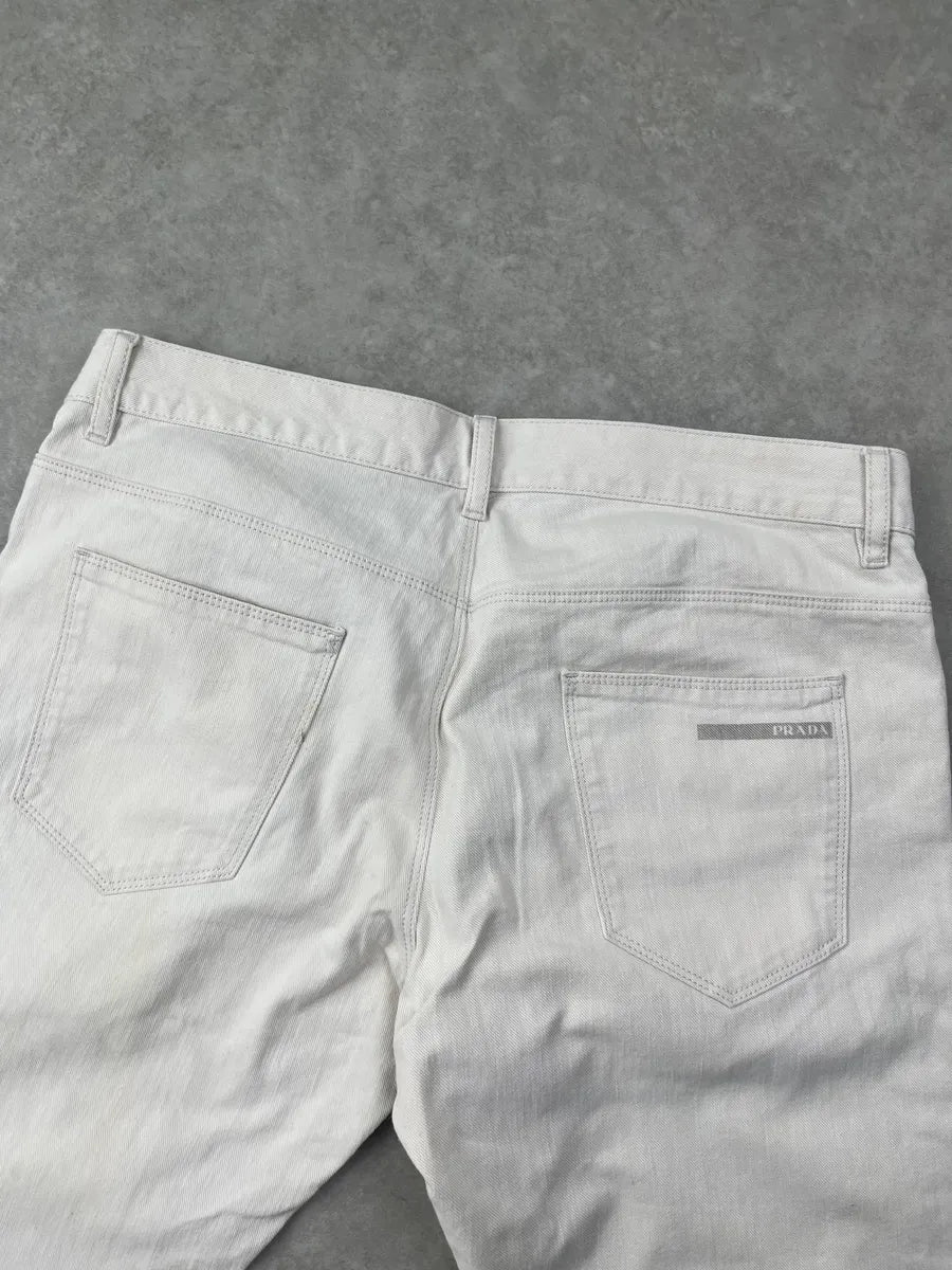 SS2008 Prada White Creamy Easy Fit Denim Jeans NGlfArs 6