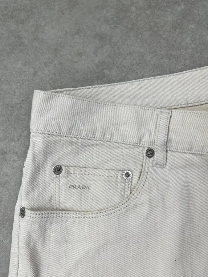 SS2008 Prada White Creamy Easy Fit Denim Jeans NGlfArs 9