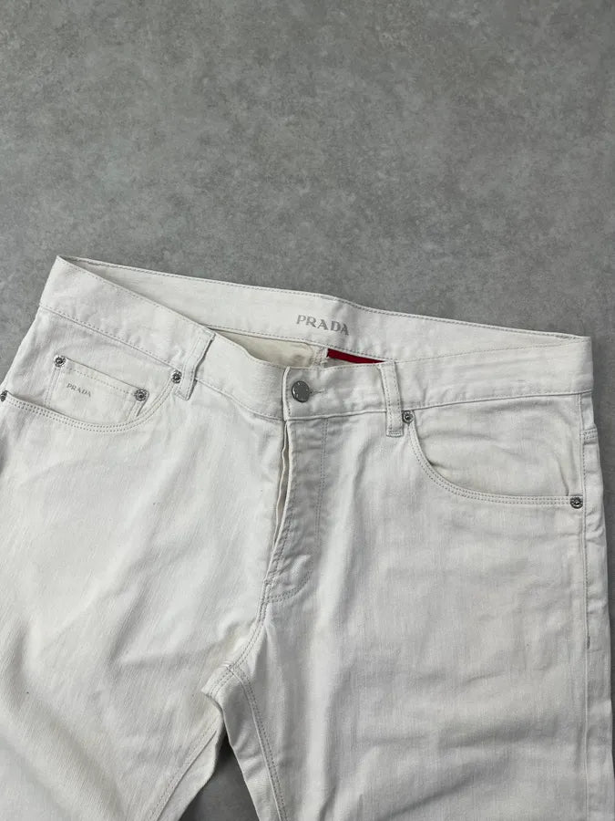 SS2008 Prada White Creamy Easy Fit Denim Jeans NGlfArs 5