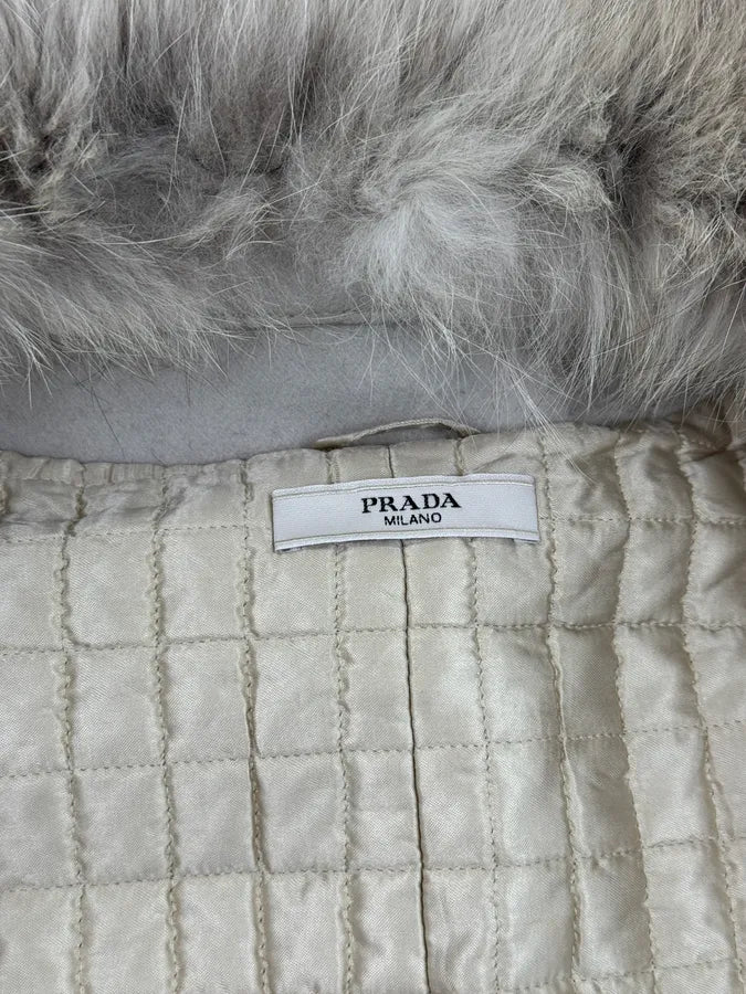 AW2010 Prada Cream Dyed Fox Fur Leather Coat zoMllLF 12