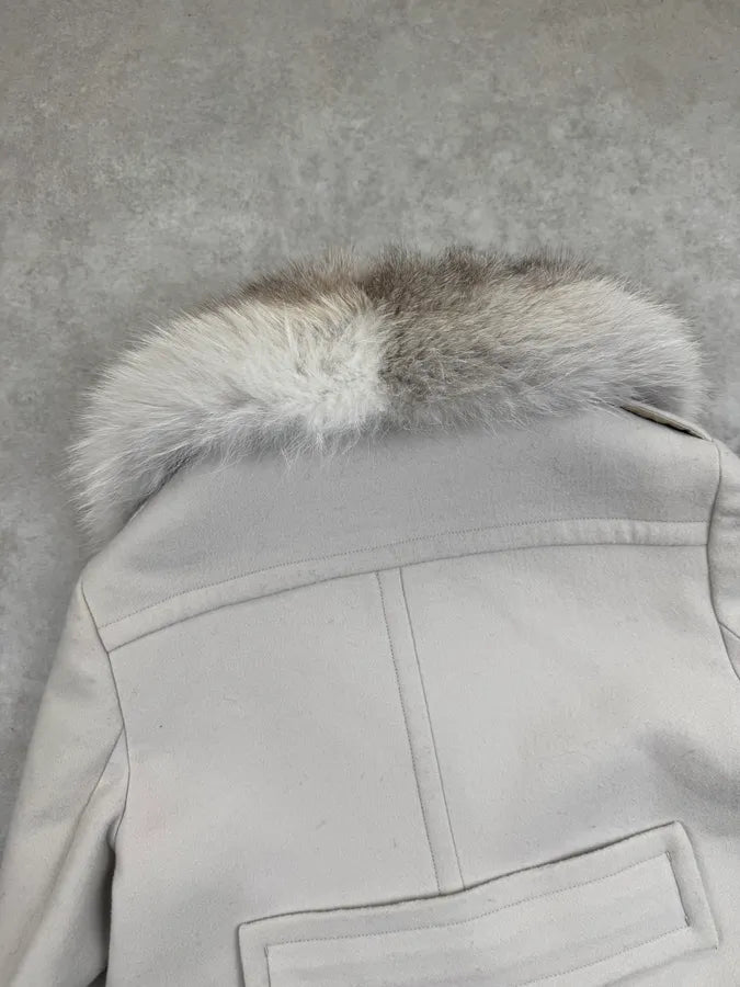 AW2010 Prada Cream Dyed Fox Fur Leather Coat zoMllLF 6