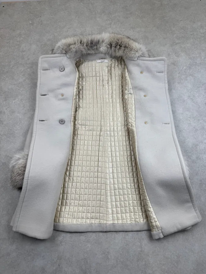 AW2010 Prada Cream Dyed Fox Fur Leather Coat zoMllLF 9