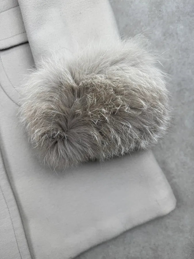 AW2010 Prada Cream Dyed Fox Fur Leather Coat zoMllLF 8