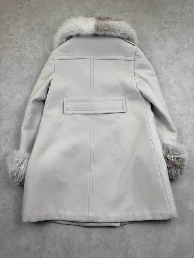AW2010 Prada Cream Dyed Fox Fur Leather Coat zoMllLF 7