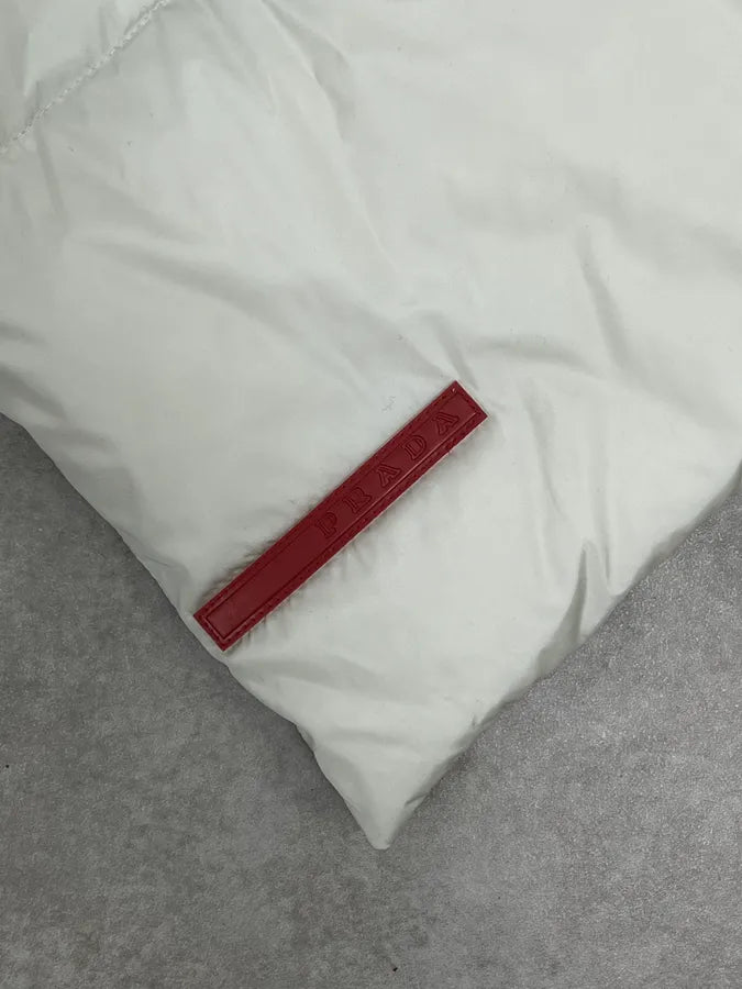 FW2000 Prada Cream Scarf Nylon Quilted One Size MhITCzQ 3