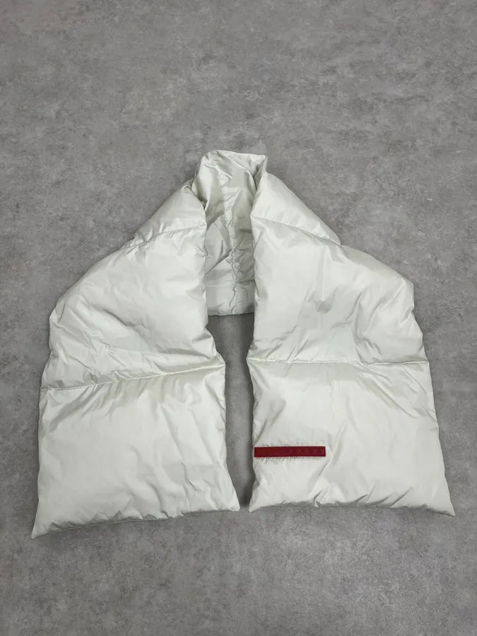 FW2000 Prada Cream Scarf Nylon Quilted One Size MhITCzQ 0
