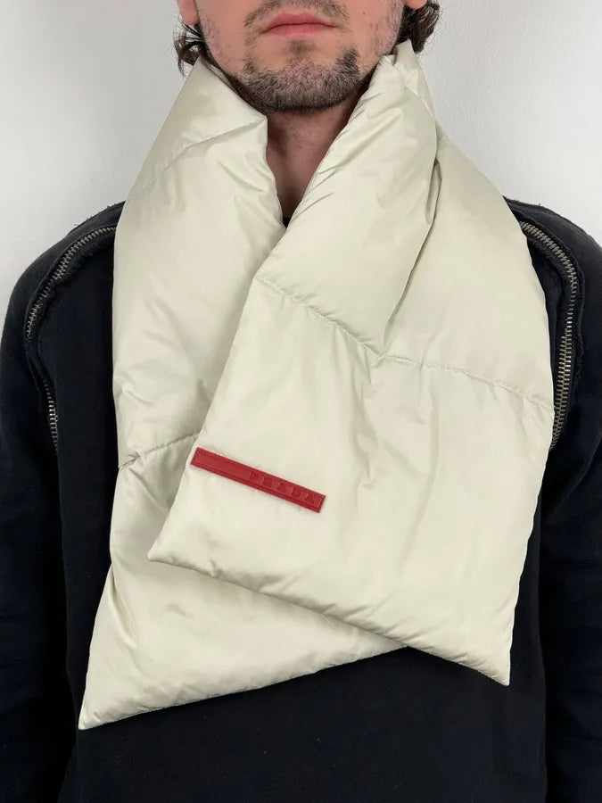 FW2000 Prada Cream Scarf Nylon Quilted One Size MhITCzQ 1