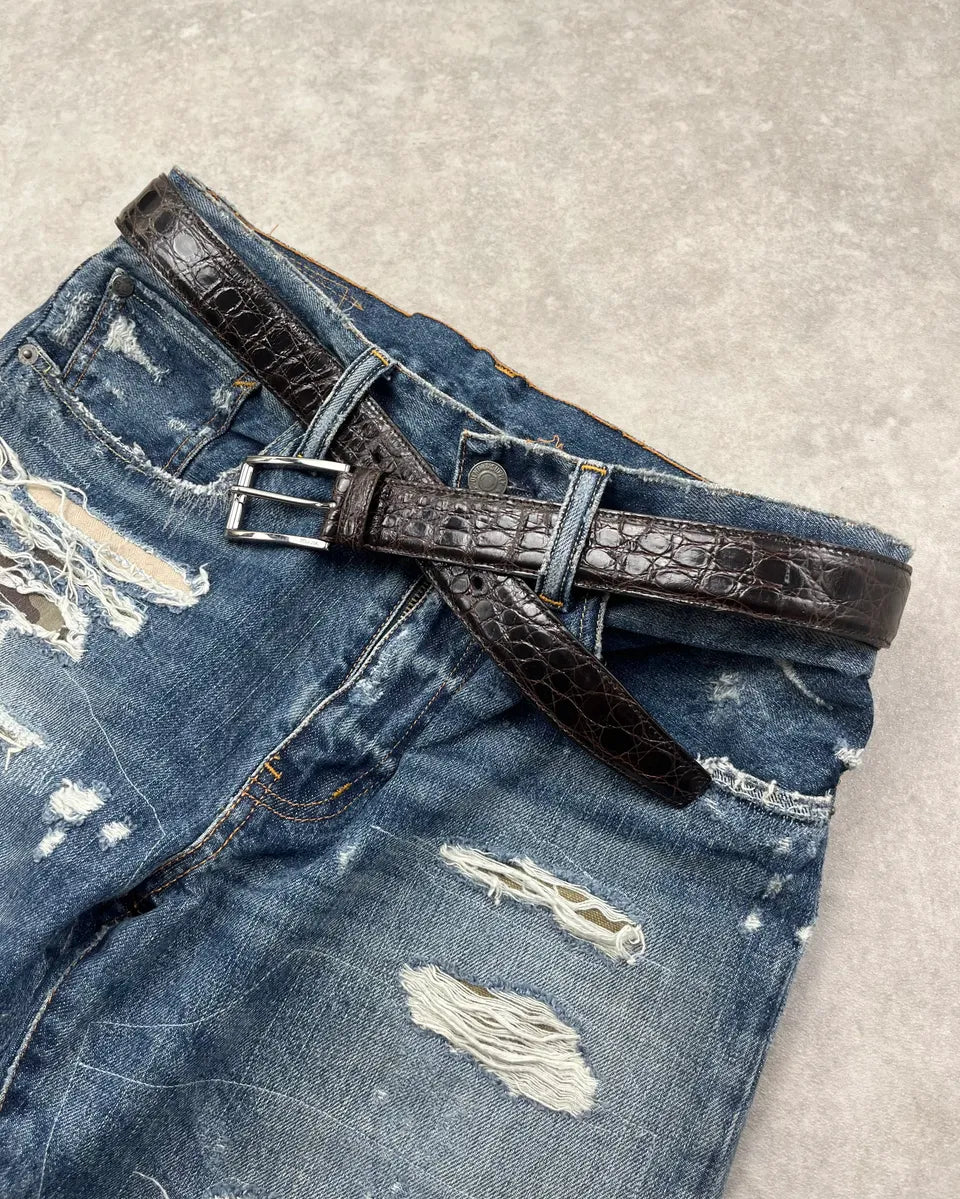 Prada Dark Brown Crocodile Leather Belt Urllvrx 2