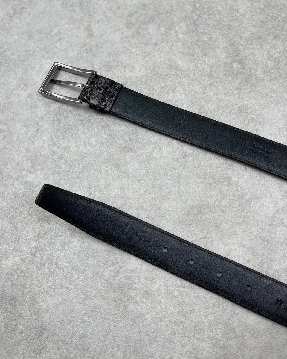 Prada Dark Brown Crocodile Leather Belt Urllvrx 5