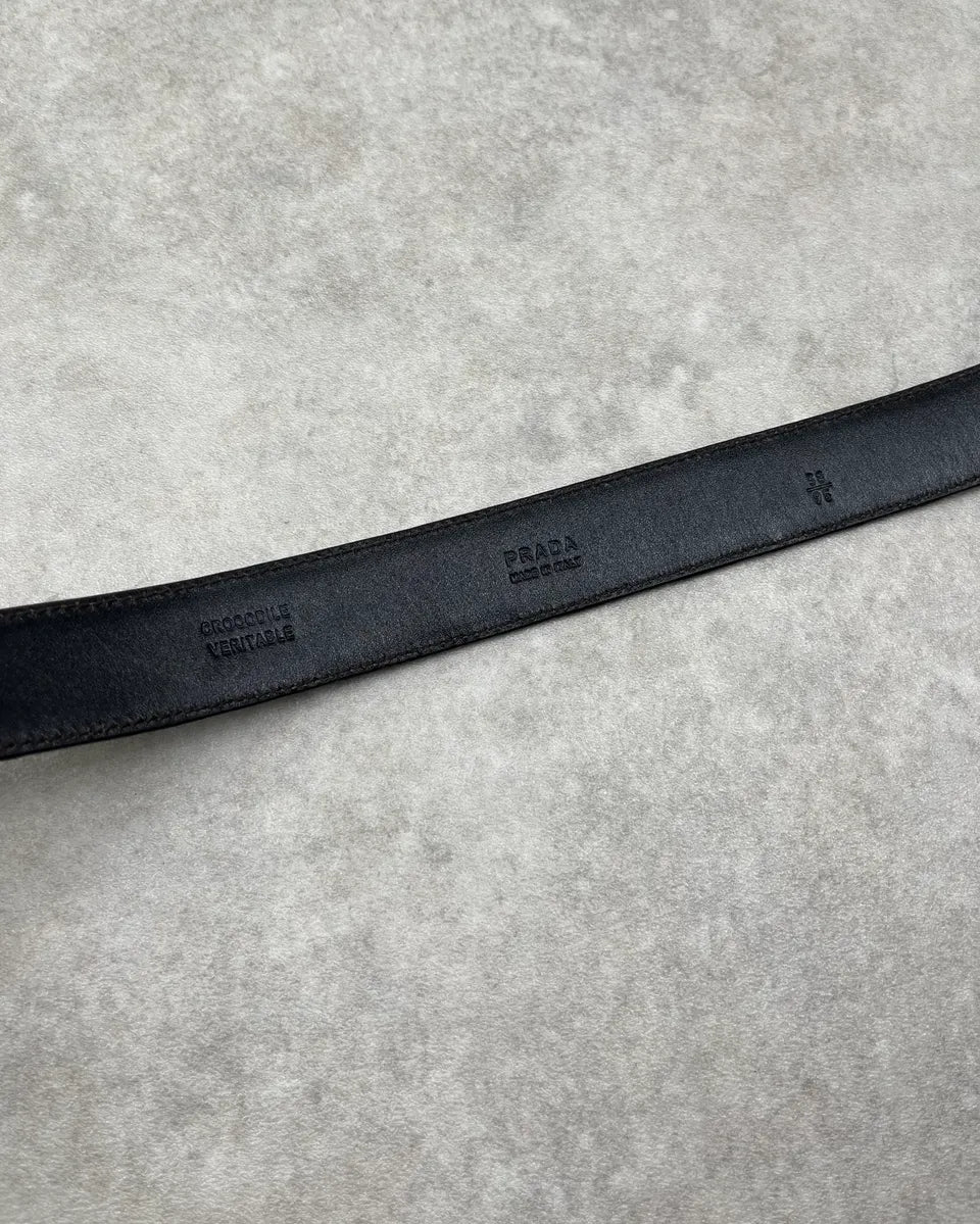 Prada Dark Brown Crocodile Leather Belt Urllvrx 7