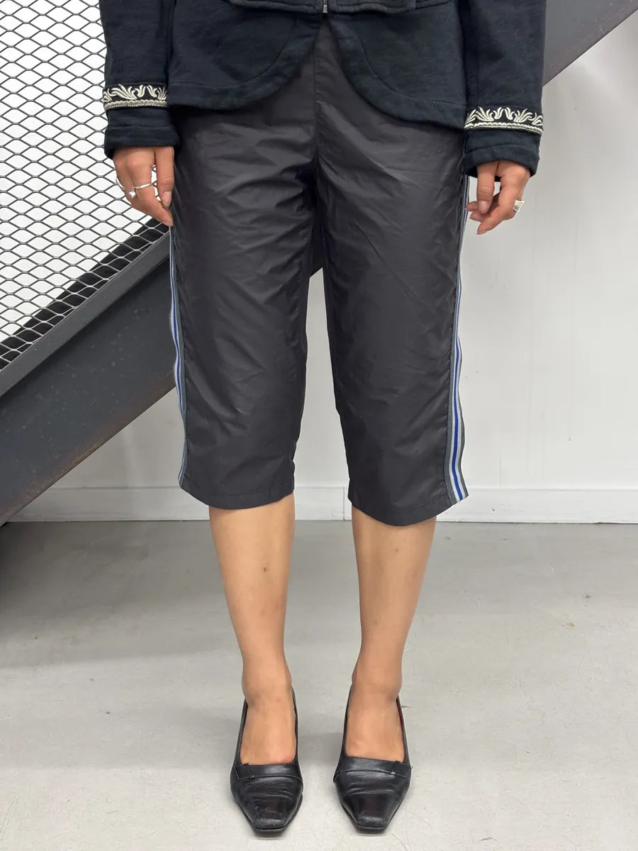 SS2000 Prada Dark Grey Nylon Striped Shorts clNpAbo 3