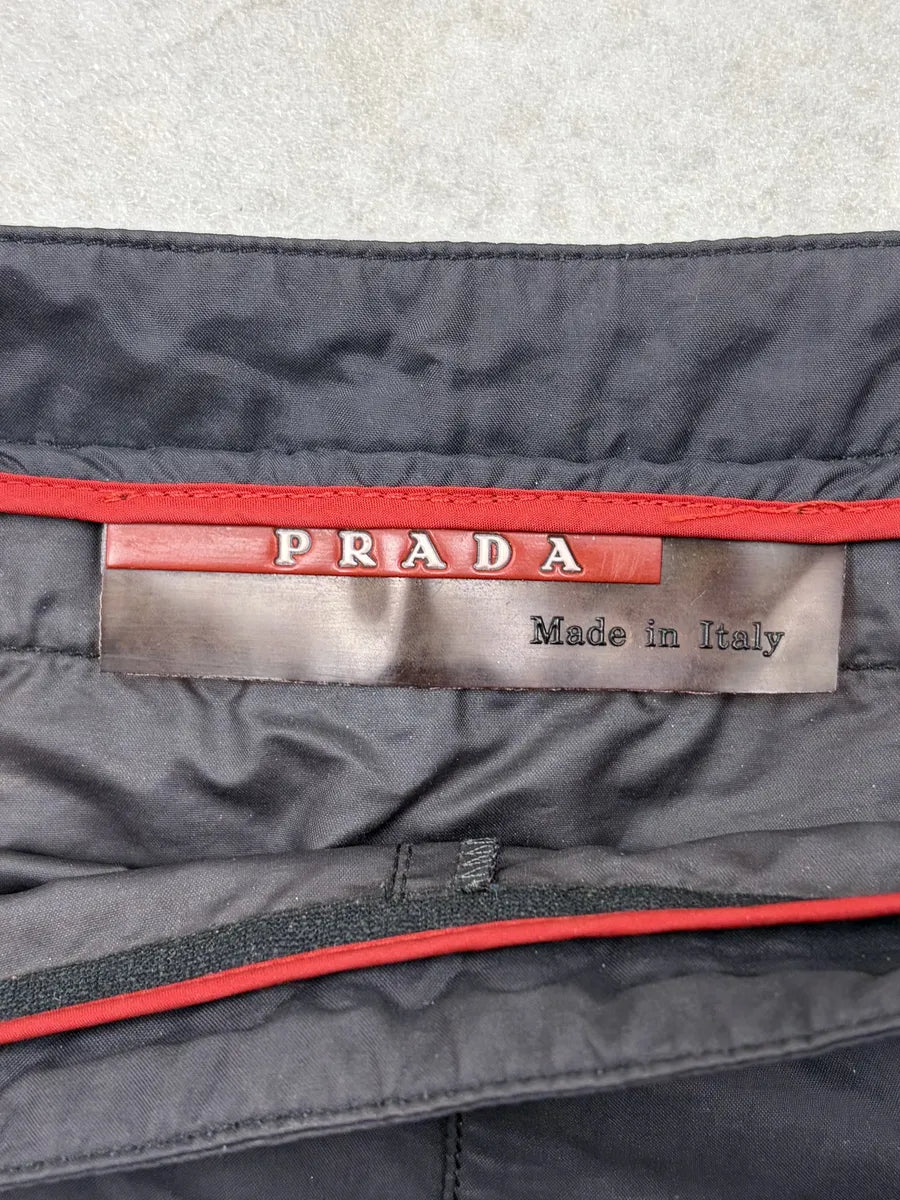 SS2000 Prada Dark Grey Nylon Striped Shorts clNpAbo 5