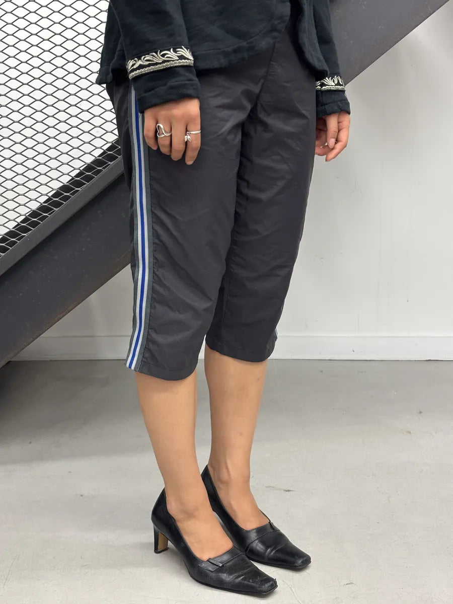 SS2000 Prada Dark Grey Nylon Striped Shorts clNpAbo 1