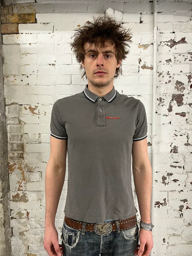 Prada Faded Grey Polo Shirt xWssrqB 1